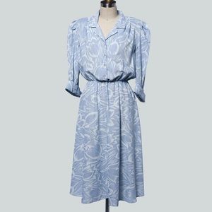 80s Tulip Print Shirtwaist Dress